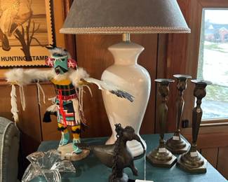 Bronze Peacock Oil Lamp, Brass Candlesticks