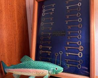 Dept. 56 Ceramic Trout, Old Key Display Case
