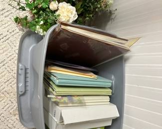 Photo books, floral arrangements