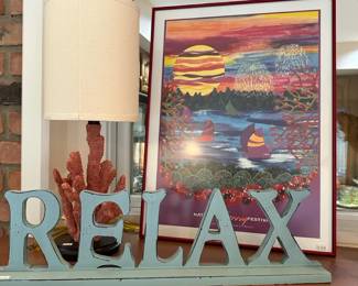 Coral lamp, framed art, 