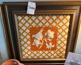Framed Floral Embroidery Art