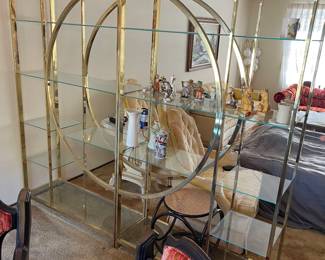 Milo Baughman style Brass Etegere 