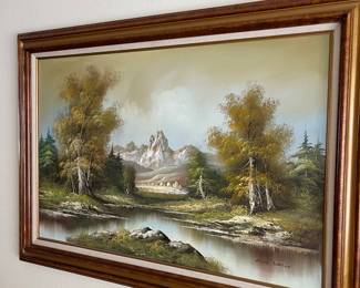 an intriguing landscape - perfect for over the goldenrod 1970's velvet sofa. 