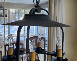 Vintage Arts and Crafts Style Chandelier.  One of two.