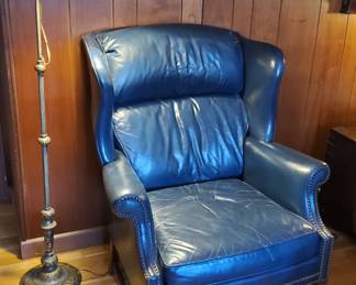 Leather Arm Chair and Floor Lamp