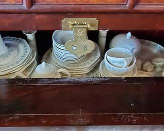 White and Green Wedgewood China Set