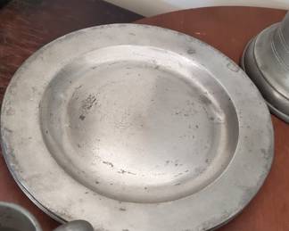 Antique pewter plates. Circa 1750. Thomas Buford