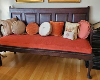 Fantastic Antique Paneled Back Bench Sofa