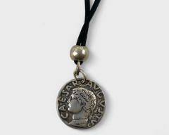 Silver Caesar Faux Coin Necklace