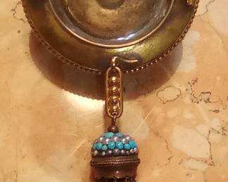 14kt, Victorian Etruscan Revival Mourning Brooch. The back comes off to put the hair of a loved on inside.