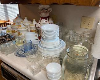 Correll dishes, glassware, ramekins, small bowls 