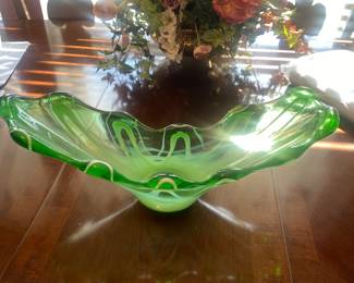 Beautiful green art glass bowl