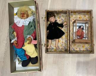 Waldro Showstopper Clown Doll And Vintage Ideal Doll