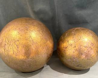 Pair Of Gold Illuminated Gazing Balls