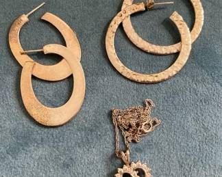 Sterling Silver Hoop Earrings And Necklace
