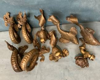 Chinese Brass Koi And Dragon Wall Decor