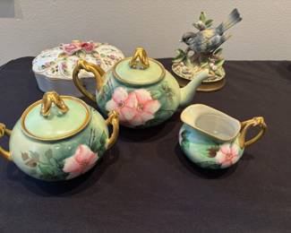 Antique Limoges Hand Painted Teapot Sugar Bowl Creamer and More