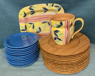 Italian Olive Motif Pitcher And Tray Crestware Plates