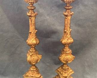 Baroque Style Brass Candlesticks