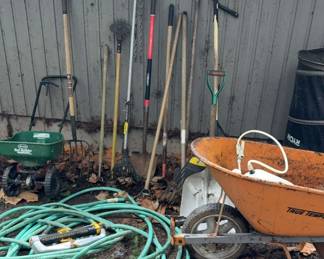 Turf Tender Wheel Barrel Spreader and Yard Tools More