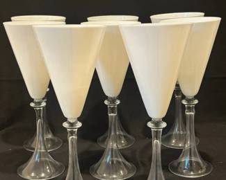 Set Of 8 White Designer Glasses