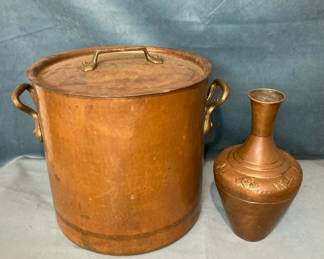 Heavy Bottomed Copper Pot And Vase