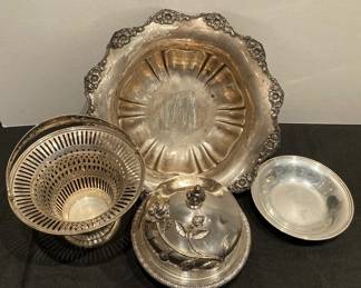 Sterling Silver Basket and Other Sterling Pieces