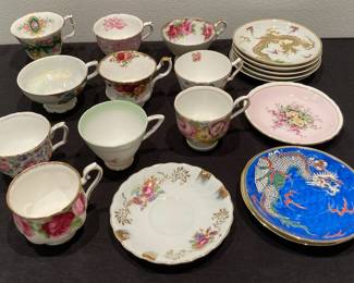 Mismatched Teacups And Saucers