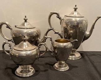 Wallace Sterling Windemere Engraved Sterling Silver Tea Service