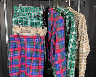 70s-90s Plaid Vintage Matching Skirt & Jacket Sets