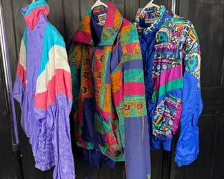 Trio of Vintage 80s Womens Windbreaker 2-Pc Suits