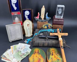Antique & Vintage Religious Ephemera - Pope Paul VI Paperweight, Bagster Bible Teachers Edition