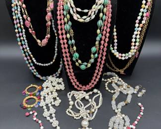Vintage Pastel & Floral Colored Jewelry - Long Necklaces