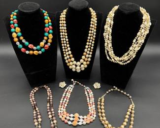 Mid Century Multi-Strand Necklaces