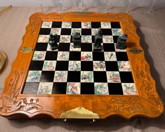 Beautiful Vintage Chinese Carved soapstone chess set 