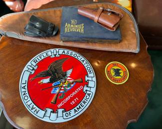 NRA sign and gun holsters 