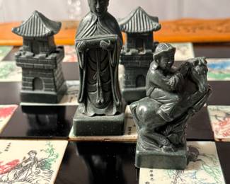 Vintage Chinese Carved soapstone chess set 
