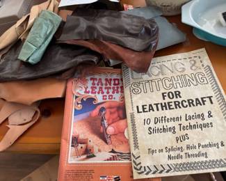 Leathercraft books, leather and tools 