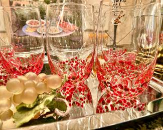 LOVE THESE RED AND GOLD FLECKED GLASSES.