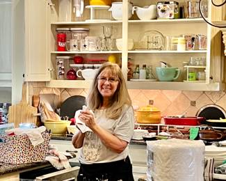 CARRIE'S CLEANING IN THE LARGE KITCHEN!