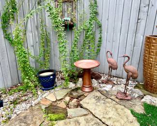 METAL CRANES, POTTERY FOUNTAINS!