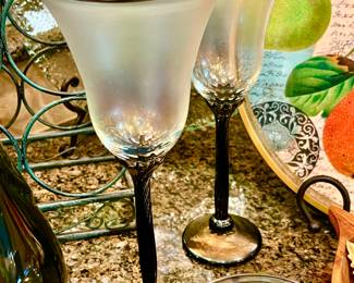 LOVE THESE SIGNED ART WINE STEMS.