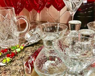 FINNISH MARGERITA GLASSES.  RUBY STEMS.