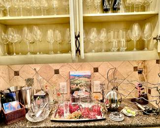 BAR AREA #2!  RIEDEL VINUM STEMS UP TOP.