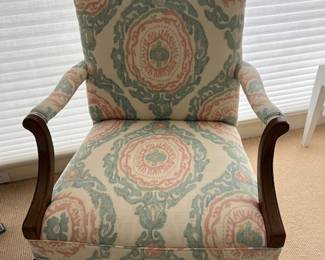 One of two chairs recently recovered in amazing fabrique 