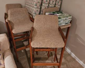 MCM set of 4 bar stools. 