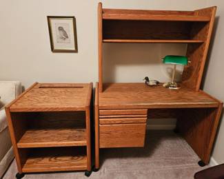 Oak desk and oak side.