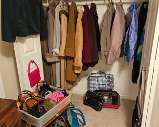 Winter coats; purses and bags