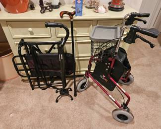 Nova 3 wheeled walker. Bed rail. Canes