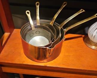 Unique and rare copper and brass measuring cup set of 5